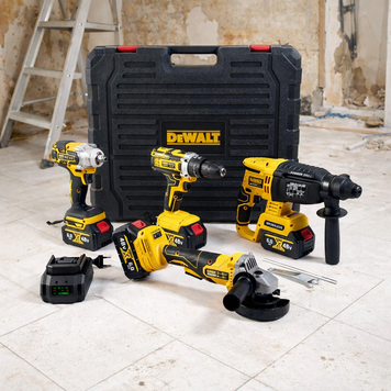 Аккумуляторный набор DeWalt 4в1 48V ( 4 АКБ+ Шуруповерт+ Перфоратор+ Болгарка+Гайковерт ) АКБ набор Девольт | Практичный выбор для дома | Универсален в применении | Комфортный хват и управление | проверено | качественно, Гарантия 3 года 12371-2 фото