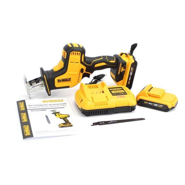 Акумуляторна сабельна пила DeWalt (24V, 4AH) АКБ ножівка Деволт 12379 фото