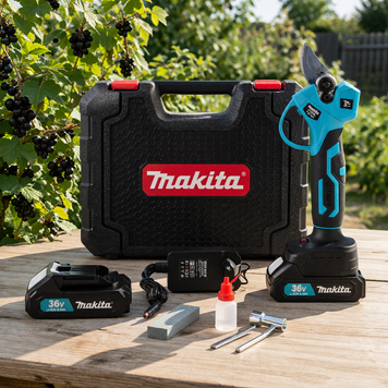 Бесщеточный аккумуляторный секатор Makita (36V, 5Ah) Садовый АКБ секатор Макита с дисплеем 30мм | Тип инструмента: Аккумуляторный секатор | Тип двигателя: Бесщеточный | Тип ножа: Односторонний | Номинальное напряжение: 36 В, Гарантия 3 года 12362-1 фото
