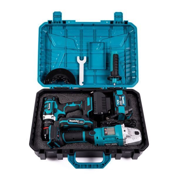 Безщітковий акумуляторний набір Makita 2в1 48 V Ударний шурупокрут +Болгарка PRO АКБ Макіта 12389 фото