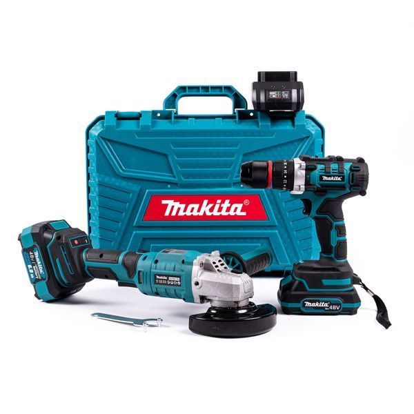 Безщітковий акумуляторний набір Makita 2в1 48 V Ударний шурупокрут +Болгарка PRO АКБ Макіта 12389 фото