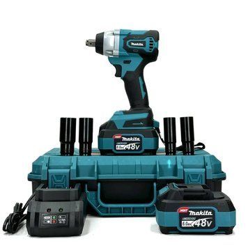 Бесщеточный аккумуляторный гайковерт Makita мощный, ударный 48V 6Ah в кейсе | Тип двигателя: бесщеточный | Подсветка: есть | Индикатор заряда: есть | Реверс: есть | Час зарядки: ~1.5 години | Вес: 1.7-2.5 кг | Напруга: 48V, Гарантия 3 года 123144-2 фото