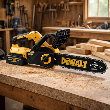 Аккумуляторная цепная бесщеточная пила DeWalt (48V,6Ah) АКБ пила Девольт для дачи шина 30см | Объем масляного бака: 150 мл | Тип двигателя: бесщеточный | Тип масляного насоса: автоматический | Бесключевая натяжка цепи: есть, Гарантия 3 года 12356-2 фото
