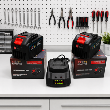 Krafftec Germany PRO 52V 6Ah &mdash; комплект із 2 акумуляторів та зарядного пристрою | Тип пристрою: акумулятори + зарядний пристрій. | Тип акумулятора: Li-Ion. | Напруга: 52 В. | Ємність: 6 А&middot;год. | Підтримка систем: М1., Гарантія 3 роки 2345678230-1 фото