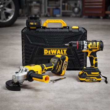 Аккумуляторный набор DeWalt 2в1 бесщеточный 48V Шуруповерт +Болгарка с LED экраном Деволт | Мощность: 48В | Тип двигателя: бесщеточный | Число оборотов: 0-1500/3500 об/мин | Функция удара: есть | Число ударов: 37000 уд./мин., Гарантия 3 года 12390-1 фото