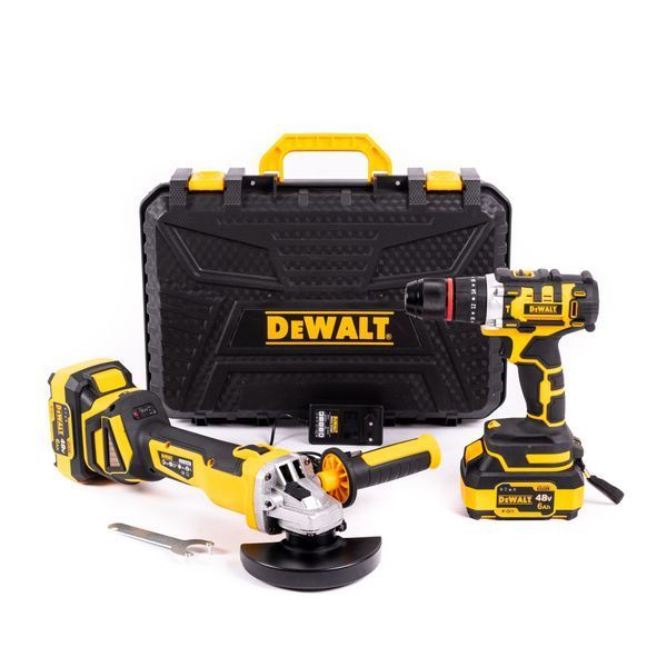 Акумуляторний безщітковий набір DeWalt 2в1 48 V 6 Ah Шурупокрут +Болгарка АКБ набір Деволт 12391 фото