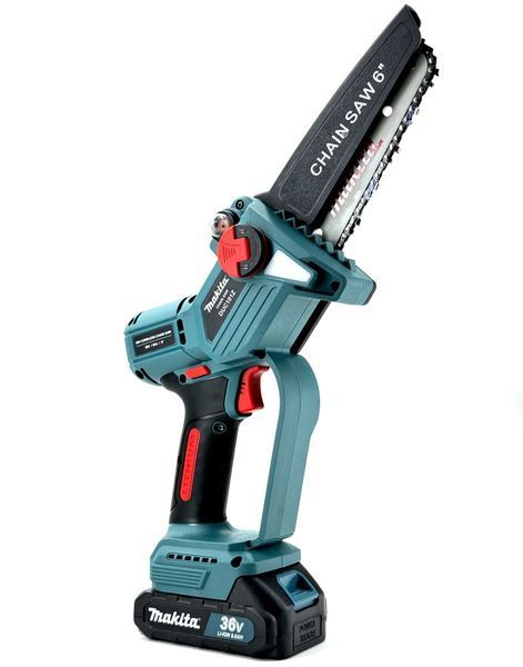 Безщіткова акумуляторна пила Makita 15 см 36V Пила Макіта з індикатором і автоматичним мастилом | Гальмо ланцюга: - є | Час спрацьовування гальма ланцюга: - 0,2 сек. | Об'єм оливного бака: - 75 мл. | Автоматичне змащення ланцюга: є, Гарантія 3 роки eb-1075-2 фото