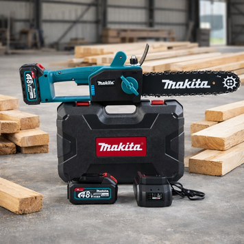 Аккумуляторная пила Makita (48V,6Ah) Бесщеточная АКБ пила Макита c шиной 30 см для веток и дров | Число оборотов холостого хода: 5500 об/мин | Объем масляного бака: 120 мл | Тип масляного насоса: полуавтоматический | Вес: 4.8 кг, Гарантия 3 года 12352-2 фото