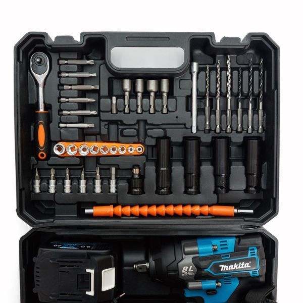 Акумуляторний безщітковий ударний гайковерт Makita 1000Hm (48V, 9AH) з набором головок Макіта 1231 фото