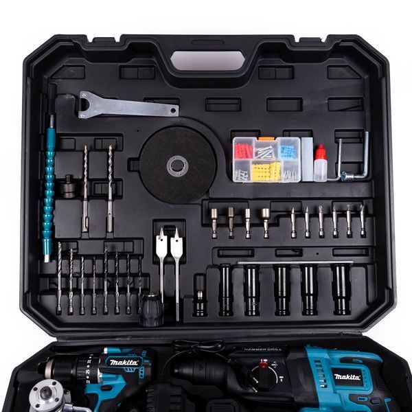 Акумуляторний набір 6в1 Makita 48V (Шуруповерт, Гайковерт, Секатор, Перфоратор, Міні-пила, Болгарка) Комплект Макіта з 3 АКБ 123122 фото