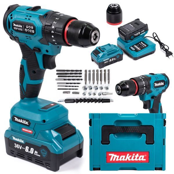 Потужний ударний шуруповерт Makita 36V 6Ah &mdash; безщітковий акумуляторний комплект з 2 АКБ та оснасткою 123136 фото