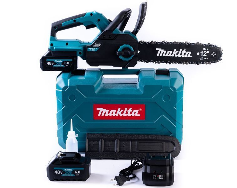 Мощная аккумуляторная пила Makita 48V 6Ah с бесщеточным двигателем и шиной 30 см | Оригинальный товар | Официальная гарантия производителя | Быстрая доставка по Украине | Профессиональный инструмент для дома и бизнеса, Гарантия 3 года 12345-1 фото