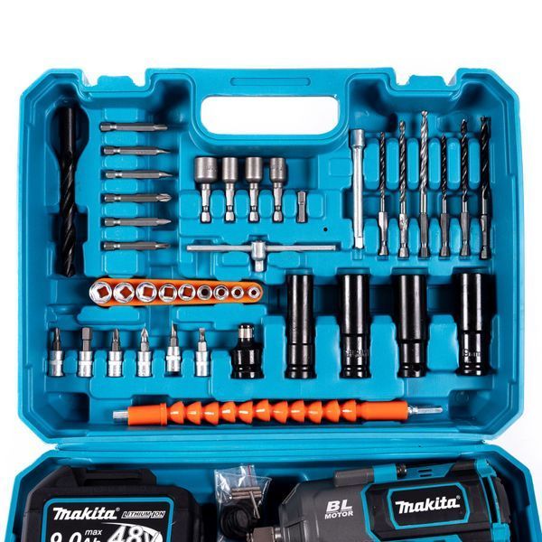 Акумуляторний гайковерт безщітковий ударний Makita 1000Hm (48V, 9AH) з набором головок Макіта | Підсвітка робочої зони: є | Індикатор заряду: є | Реверс: є | Кількість режимів роботи: 3 | Час заряджання: 1,5 година | Вага: 3 кг, Гарантия 3 года eb-1189-2 фото