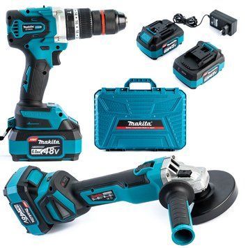 Безщітковий акумуляторний набір Makita 2в1 48 V 6 Ah (Ударний шуруповерт+Болгарка) Макіта | Кількість позицій регулювання крутного моменту: - 20+3 | Акумулятор (літій-іонний): - 48V/6.0Ah | Час заряджання: - 1-1.5 час, Гарантія 3 роки eb-1038-2 фото