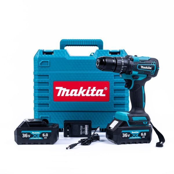 Акумуляторний ударний шуруповерт Makita (36V, 6AH) Безщітковий шуруповерт Макіта 13 мм із набором 123106 фото