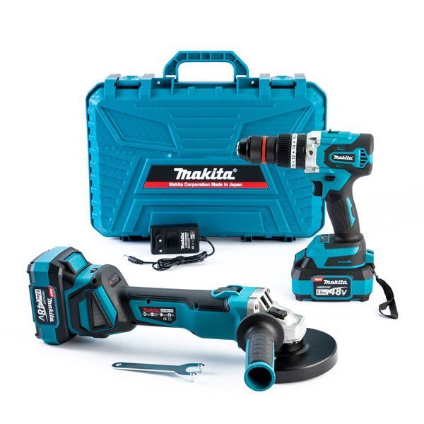 Безщітковий акумуляторний набір Makita 2в1 48 V 6 Ah (Ударний шуруповерт+Болгарка) Макіта 12321 фото