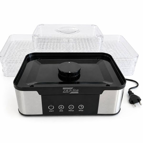 Сушарка для овочів і фруктів Z.E.P. line 1000 Вт, 7 ярусів, 35&ndash;80&deg;C, + Мультислайсер у подарунок &mdash; містка електросушарка для заготівлі фруктів, овочів, ягід і м&rsquo;яса з точним контролем температури ZP00349 фото