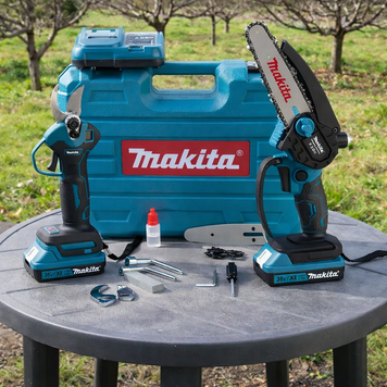 Аккумуляторный набор 2в1 Makita 36V Секатор +Мини-пила Бесщеточный АКБ инструмент Макита | Тип: бесщеточная | Номинальное напряжение: 36 В | Емкость АКБ: 5,0 А/ч | Шаг цепи: 1/4" | Длина шины: 15 см, 10 см | Старт: электрозапуск, Гарантия 3 года 12347-1 фото