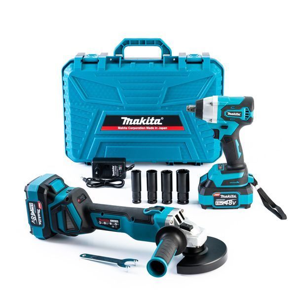 Безщітковий акумуляторний набір Makita 2в1 48 V 6 Ah (Гайковерт +Болгарка ) АКБ набір Макіта 12320 фото