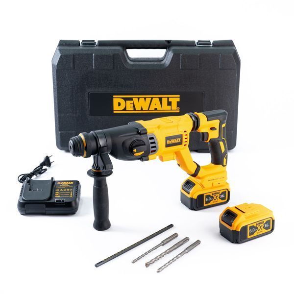 Безщітковий акумуляторний перфоратор DeWalt (36V, 6 AH) Трирежимний перфоратор Деволт з 2 АКБ | Потужність: - 36В | Число обертів: - 0-1550 об/хв | Кількість ударів за хвилину: - 5350 уд./хв. | Сила удару: - 2,6 Дж | Вага: - 2,3 кг, Гарантия 3 года eb-1123-1 фото