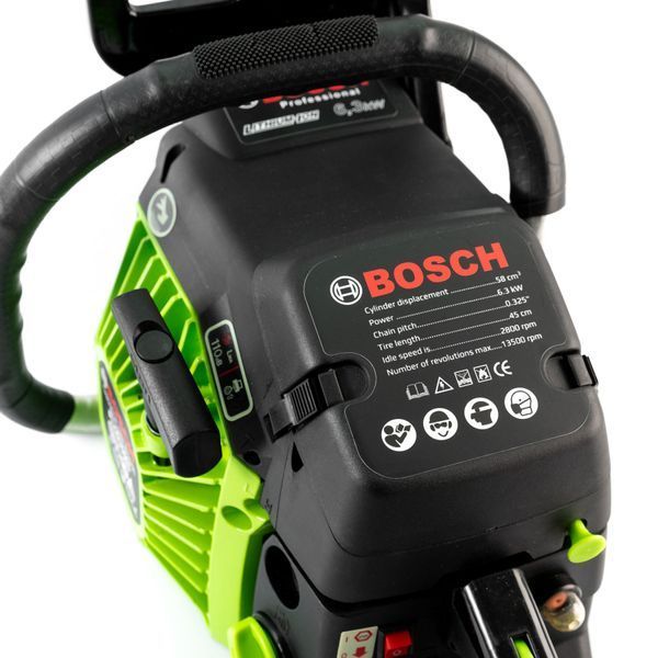 Потужна Бензопила BOSCH із шиною 45 см ( 6,3 кВт 52 см3) Бензинова ланцюгова пила Бош для саду дров 51055 фото