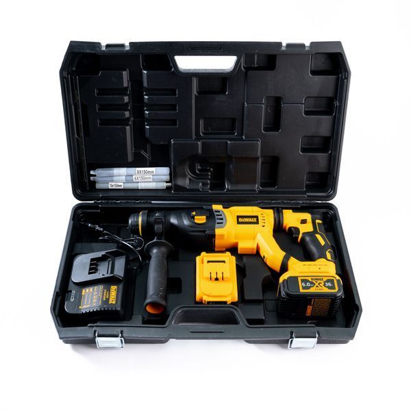 Безщітковий акумуляторний перфоратор DeWalt (36V, 6 AH) Трирежимний перфоратор Деволт з 2 АКБ | Макс. діаметр отвори в деревині: - 30 мм | Тип живлення: - акумулятор (літій-іонний): - 36V/6.0Ah | Тип патрона: - SDS-Plus, Гарантия 3 года eb-1123-2 фото