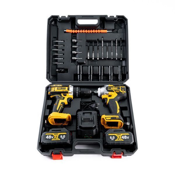 Набор аккумуляторный DeWalt 2в1 48V (Шуруповерт+Гайковерт бесщеточный) АКБ набор Деволт 2в1 12374 фото