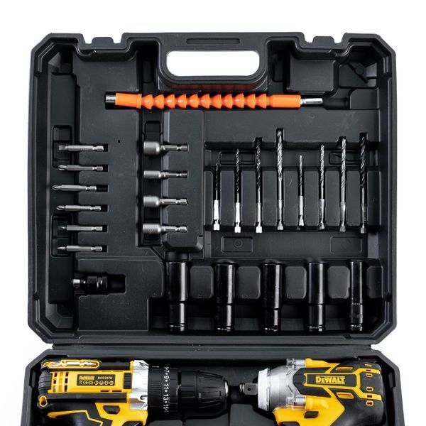 Набір акумуляторний DeWalt 2в1 48 V (Шуруповерт +Гайковерт безщітковий) АКБ набір Деволт 2в1 | Максимальний діаметр свердління (дерево): 60 мм | Максимальний діаметр свердління (метал): 20 мм | Акумулятор (літій-іонний): 48V, 6.0AH, Гарантія 3 роки eb-1175-2 фото