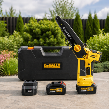 Безщіткова акумуляторна пила DeWalt (36V,6AH) 20 см Мініпила девольт з автоматичним мастилом | Тип двигуна: - безщітковий | Номінальна напруга: - 36В | Ємність АКБ: - 6,0 А&middot;год | Крок ланцюга: - 1/4" | Довжина шини: - 20 см., Гарантія 3 роки 554103-1 фото