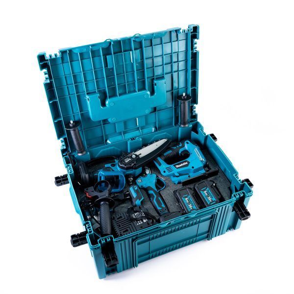 Акумуляторний набір Makita 8в1 36 V (Шуруповерт, Ушм,Гайковерт, Перфоратор,Лобзик, Пила, Секатор,ліхтар) 4 АКБ | Потужність 36 В; | Число обертів: 0-1500/3500 об/хв; | Кількість ударів: 0-38250 уд./хв; | Крутний момент: 96 Нм;, Гарантія 3 роки eb-1128-1 фото