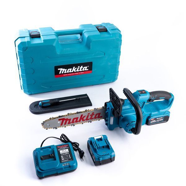 Безщіткова акумуляторна пила Makita (36V, 6 AH) Макіта 30 см з безключовим натягуванням і автоматичним змащуванням ланцюга | Об'єм оливного бака: 150 мл | Тип оливного насоса: автоматичний | Безключове регулювання натягу ланцюга: є, Гарантія 3 роки 88455-2 фото