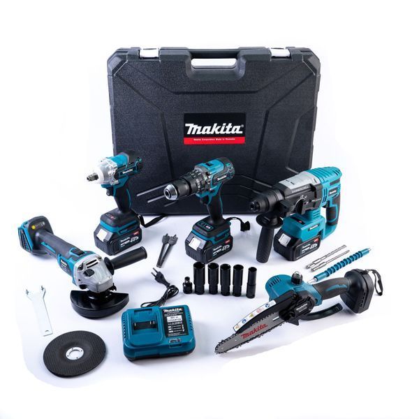 Набір 5в1 Makita 48V &mdash; 3 шт АКБ (Шуруповерт, Болгарка, Гайковерт, Перфоратор, Мініпила) Набір АКБ Макіта 32215 фото