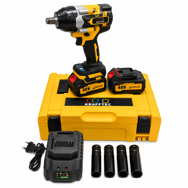Гайковерт Krafftec PRO 1500 Нм 48V желтый &mdash; профессиональная мощность для любых креплений 2345678197 фото