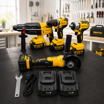Профессиональный аккумуляторный набор Krafftec Germany PRO 4в1 &mdash; шуруповёрт, перфоратор, болгарка, гайковёрт, 4 АКБ | Официальная гарантия производителя | Быстрая доставка по Украине | Профессиональный инструмент для дома и бизнеса, Гарантия 3 года 2345678203-2 фото