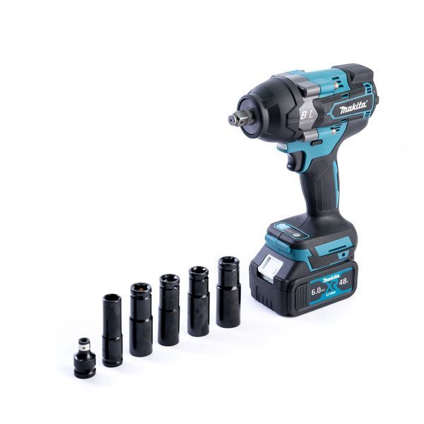 Акумуляторний безщітковий ударний гайковерт Makita 800Hm (48V, 6AH) з набором головок Макіта 32485 фото