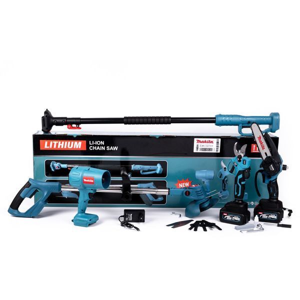Акумуляторний набір 5в1 Makita 36V (Міні-пила + Секатор + Тример + Повітродувка + Штанга телескопічна) Садовий АКБ набір Макіта 123119 фото