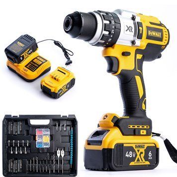 Акумуляторний ударний дриль-шуруповерт DeWalt (48V, 6AH) Безщітковий із великим набором Деволт 52354 фото