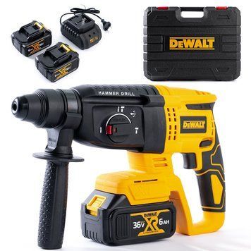 Бесщеточный аккумуляторный перфоратор DeWalt (36V, 6AH) Трёхрежимный перфоратор Деволт с 2 АКБ | Мощность: - 36В | Число оборотов: - 0-1900 об/мин | Количество ударов в минуту: - 5200 уд/мин. | Сила удара: - 3,3 Дж | Вес: - 3 кг, Гарантия 3 года eb-1140-1 фото