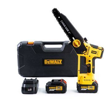 Безщіткова акумуляторна пила DeWalt (36V,6AH) 20 см Мініпила девольт з автоматичним мастилом | Тип двигуна: - безщітковий | Номінальна напруга: - 36В | Ємність АКБ: - 6,0 А&middot;год | Крок ланцюга: - 1/4" | Довжина шини: - 20 см., Гарантія 3 роки eb-1094-1 фото