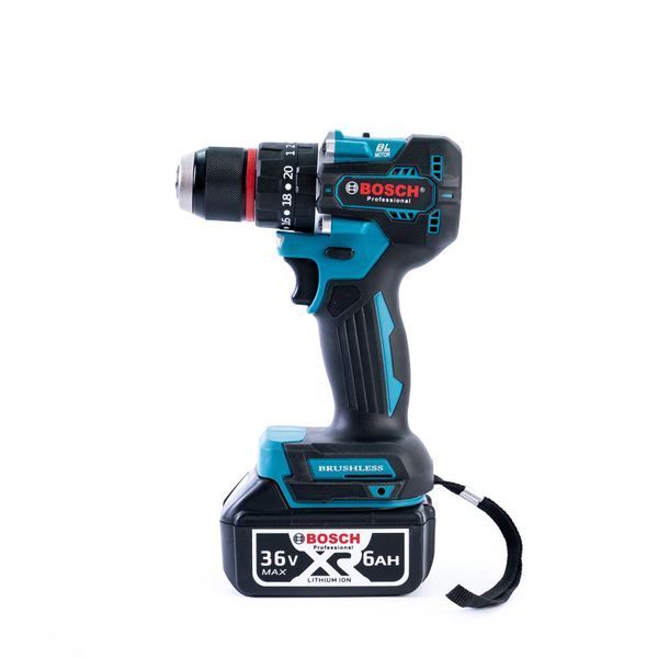 Аккумуляторный ударный бесщеточный шуруповерт Bosch PRO (36V, 6Ah) Дрель-Шуруповерт Бош с набором | Мощность: - 36В | Тип двигателя: бесщеточный | Число оборотов: - 0-1300/3300 об/мин | Количество ударов - 29500 уд/мин, Гарантия 3 года 12326-1 фото