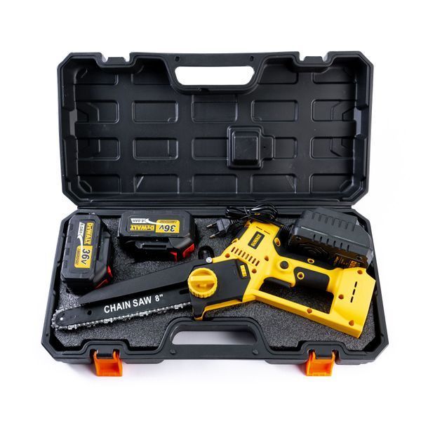 Безщіткова акумуляторна пила DeWalt (36V,6AH) 20 см Мініпила девольт з автоматичним мастилом | Тип двигуна: - безщітковий | Номінальна напруга: - 36В | Ємність АКБ: - 6,0 А&middot;год | Крок ланцюга: - 1/4" | Довжина шини: - 20 см., Гарантія 3 роки eb-1094-1 фото