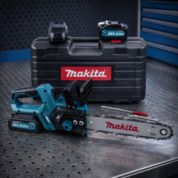Акумуляторна пила Makita (48V, 6 Ah) Безщіткова АКБ пила Макіта з шиною 30 см для гілок і дров | Об'єм оливного бака: 120 мл | Тип оливного насоса: автоматичний | Безключове регулювання натягу ланцюга | Вага: 4.4 кг | Тип: безщіткова, Гарантія 3 роки 123109-2 фото