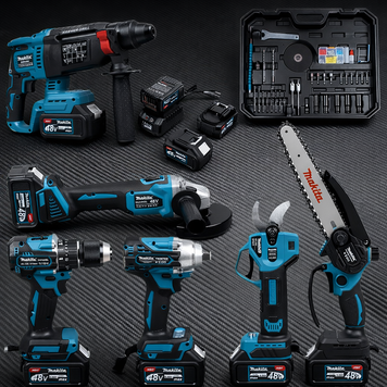 Аккумуляторный набор 6в1 Makita 48V (Шуруповерт, Гайковерт, Секатор, Перфоратор, Мини-пила, Болгарка) Комплект Макита с 3 АКБ 123122 фото