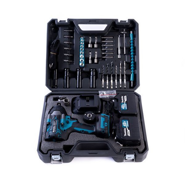 Акумуляторний безщітковий ударний гайковерт Makita 800Hm (48V,9Ah) з набором головок Макіта | Підсвітка робочої зони: є | Індикатор заряду: є | Реверс: є | Кількість режимів роботи: 4 | Час заряджання: 90 хв. | Вага, кг: 2,5, Гарантия 3 года eb-1147-2 фото