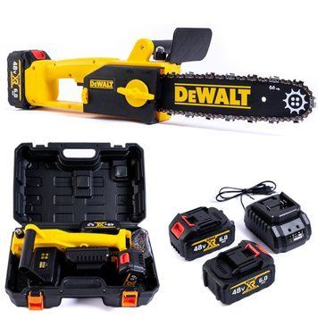 Акумуляторна ланцюгова пила DeWalt (48V, 6 Ah) Безщіткова АКБ пила Девольт із шиною 30 см для дачі | Номінальна напруга: 48В | Ємність АКБ: 6.0 А/год | Довжина шини: 30 см | Шаг цепи: 3/8" | Швидкість обертання ланцюга: 20 м/сек, Гарантія 3 роки eb-1152-1 фото