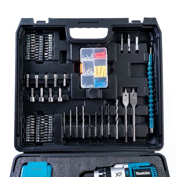 Ударний акумуляторний дриль-шуруповерт Makita (48V, 6AH) Безщітковий із великим набором Макіта 13 мм | Потужність: 48 В; | Число обертів: 0-1500/3500 об/хв; | Число ударів: 37000 уд./хв; | Крутний момент: 94 Нм; | Вага нетто: 1.3 кг;, Гарантия 3 года eb-1100-1 фото