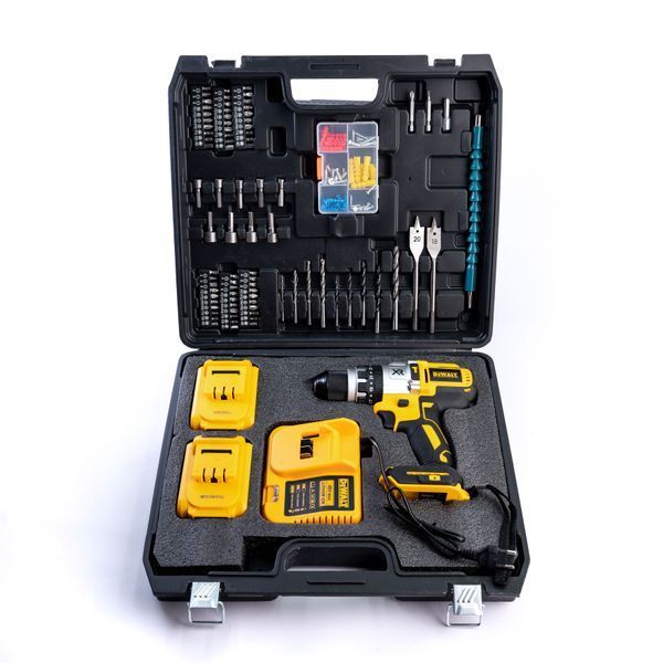 Акумуляторний ударний дриль-шуруповерт DeWalt (48V, 6AH) Безщітковий із великим набором Деволт | Потужність: 48 В; | Число обертів: 0-1500/3500 об/хв; | Крутний момент: 94 Нм; | Діаметр свердління: дерево - 60 мм, сталь - 20 мм;, Гарантия 3 года eb-1065-1 фото