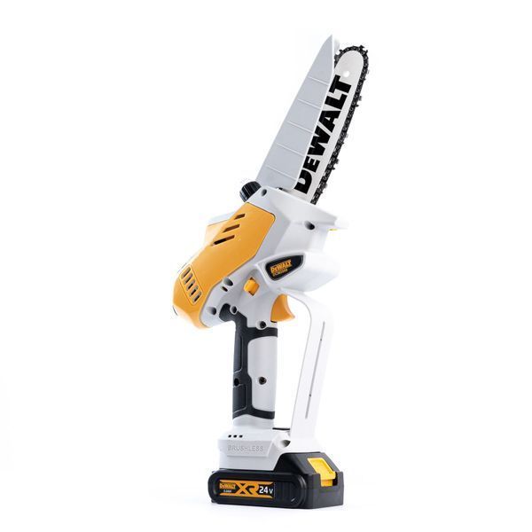 Бесщеточная аккумуляторная цепная мини-пила DeWalt  (24V, 5AH) Пила Деволт с шиной 15 см с двумя акб 95521 фото