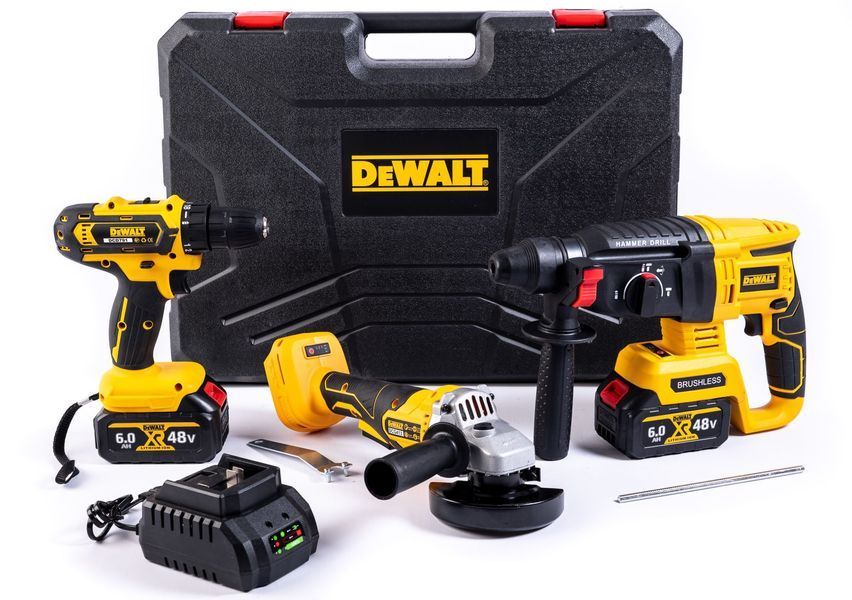 Набір акумуляторний DeWalt 3в1 48 V (Шурупокрут +Перфоратор +Болгарка) АКБ набір Деволт 12370 фото
