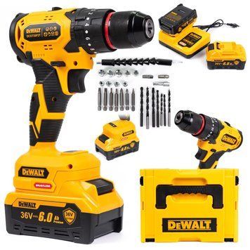 Аккумуляторный бесщеточный ударный шуруповерт DeWalt 36V 6Ah с насадками, патрон 10 мм | Практичный выбор для дома | Универсален в применении | Комфортный хват и управление | Долговечная конструкция | проверено | качественно | надежно, Гарантия 3 года 123134-2 фото